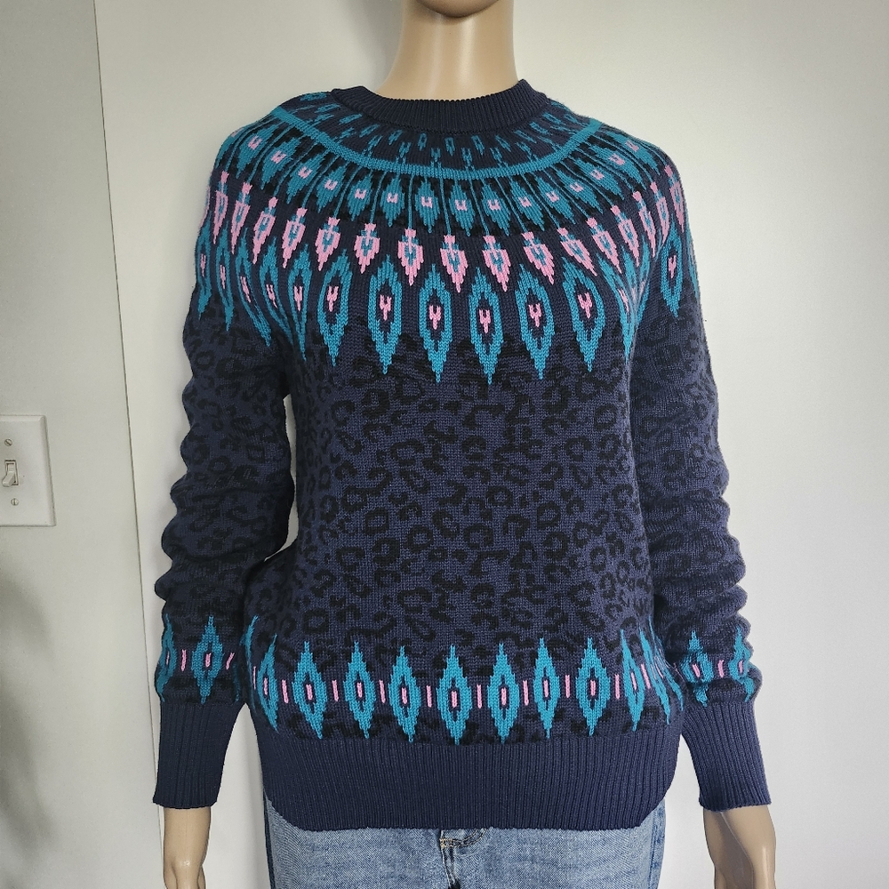 CHARTER CLUB Women's Cotton Blend Crewneck Knit Fair Isle Sweater Small Multi - Picture 1 of 9